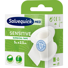 Salvequick Sensitive Tape Verband - Klebeband Wundversorgung Hautfreundliches und atmungsaktives chirgurgisches Klebeband