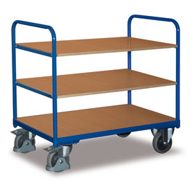 Etagenwagen Transportwagen VARIOFIT Etagenwagen mit 3 Böden, pulverbeschichtet enzianblau, 