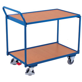Tischwagen Transportwagen VARIOFIT Tischwagen mit 2 Ladeflächen, pulverbeschichtet enzianblau, 