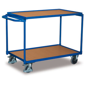 VARIOfit® Tischwagen Transportwagen mit Stahlrahmen und 2 Ladeflächen aus Holz, 