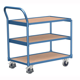 Tischwagen Transportwagen VARIOFIT  Tischwagen mit 3 Ladeflächen, pulverbeschichtet enzianblau,