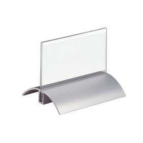 Tischnamensschild hochwertiger Aufsteller mit Acrylglas und Aluminiumfuß, 