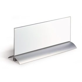 Durable Desk Presenter de Luxe Tischaufsteller hochwertiges Acrylglas mit Aluminiumfuß, einfaches Klemmsystem