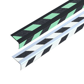 Antirutsch - Treppenkantenprofil, Doppelstreifen, Universal,  Farbe Antirutschbelag:  nachleuchtend,  schwarz / gelb, 