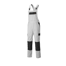 Dickies Workwear Everyday Latzhose weiß - grau mit verstellbaren Trägern und vielen Taschen