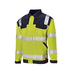 Dickies Workwear Warnschutz Hi - Vis Bundjacke gelb / blau zweifarbige Arbeitsjacke mit Reflexstreifen
