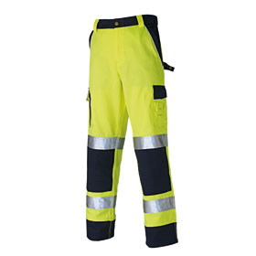 kaufen Reflexstreifen Hi-Vis Arbeitshose zweifarbige Dickies Bundhose gelb/blau mit Workwear Warnschutz