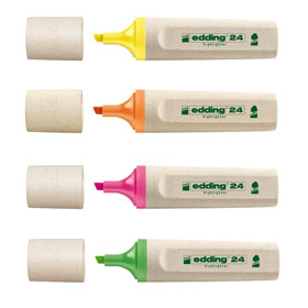 Edding 24 EcoLine Textmarker, Kartonageset a 4 Stck, leuchtkrftiges markieren und hervorheben,  Tinte auf Wasserbasis, 