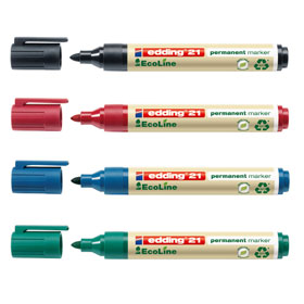 Edding 21 EcoLine Permanent Marker, Kartonageset a 4 Stck, mit Rundspitze,  permanente und wasserfeste Tinte, 