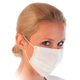 Franz Mensch Einweg-Mundschutz weiß 3-lagig mit Gummiband