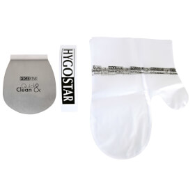 Hygostar Quick&Clean Kit Single Edelstahl Handschuhset mit magnetischer Ablage für Bäckereien
