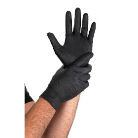 Franz Mensch Hygostar Einweghandschuhe Diamond Grip schwarz griffsicherer Handschuh aus extra schwerem Nitril