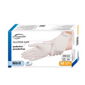 Franz Mensch Nitrilhandschuhe Allfood Safe weiss (250er Box) latexfrei, 100% lebensmittelecht, öl- und fettbeständig