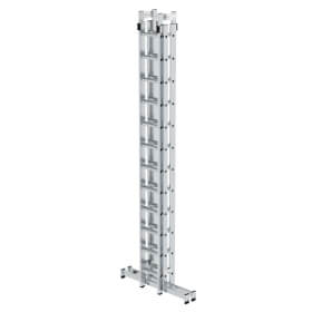 Munk Sprossen-Stehleiter aus Aluminium, vierteilig Sprossenanzahl 4 x 12, Arbeitshhe 7,0 m