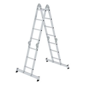 Günzburger Steigtechnik Aluminium - Vielzweckleiter, 4 - teilig 2 x 3 + 2 x 4 Sprossen, Arbeitshöhe 5, 3 m