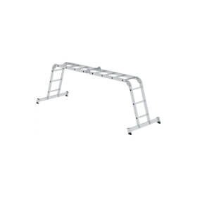 Günzburger Steigtechnik Aluminium-Vielzweckleiter, 4-teilig 2 x 3 + 2 x 4 Sprossen, Arbeitshöhe 5,3 m