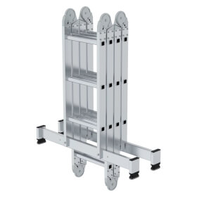 Günzburger Steigtechnik Aluminium-Vielzweckleiter, 4-teilig 2 x 3 + 2 x 4 Sprossen, Arbeitshöhe 5,3 m