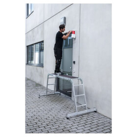 Günzburger Steigtechnik Aluminium-Vielzweckleiter, 4-teilig 2 x 3 + 2 x 4 Sprossen, Arbeitshöhe 5,3 m