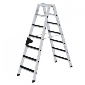 Gnzburger Steigtechnik Aluminium - Stehleiter, beidseitig 2 x 7 Stufen, Arbeitshhe 3, 25 m
