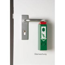 GfS Einhand (EH)-Türwächter mit Voralarm-Modul Gehäuse grün nach RAL 6029, mit Profilhalbzylinder,