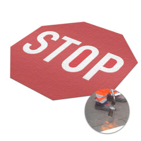 PREMARK thermoplastische Bodenmarkierung Stopschild, VZ 206, zur Kennzeichnung von Verkehrswegen