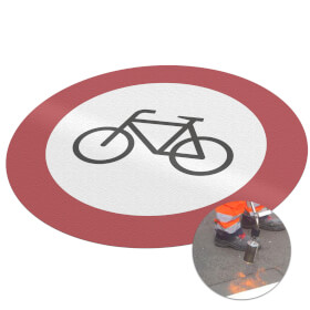 Premark thermoplastische Bodenmarkierung Verbot für Radfahrer VZ 254