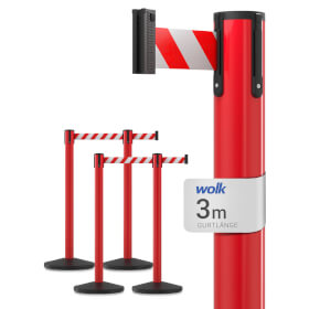Sparset 4x roter Gurtpfosten hochwertiger Metallpfosten rot, Gurt rot/weiß