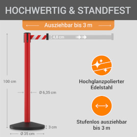 Sparset 4x roter Gurtpfosten hochwertiger Metallpfosten rot, Gurt rot/weiß