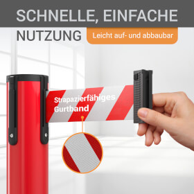 Sparset 4x roter Gurtpfosten hochwertiger Metallpfosten rot, Gurt rot/weiß