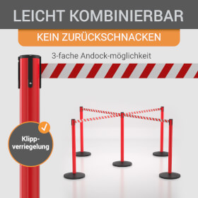Sparset 4x roter Gurtpfosten hochwertiger Metallpfosten rot, Gurt rot/weiß