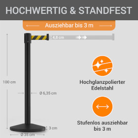 Sparset 2x schwarzer Gurtpfosten hochwertiger Metallpfosten schwarz, Gurt in verschiedenen Farben