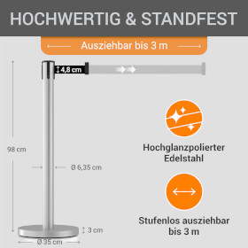 Sparset 4x Gurtpfosten Edelstahl gebürstet hochwertiger Metallpfosten, Gurt in verschiedenen Farben