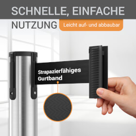 Sparset 4x Gurtpfosten Edelstahl gebürstet hochwertiger Metallpfosten, Gurt in verschiedenen Farben