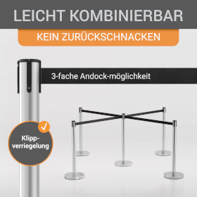 Sparset 4x Gurtpfosten Edelstahl gebürstet hochwertiger Metallpfosten, Gurt in verschiedenen Farben