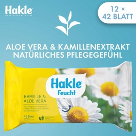 Hakle Feucht Toilettenpapier Kamille & Aloe Vera 1 VE = 12 Packungen à 42 Blatt