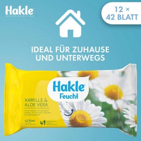 Hakle Feucht Toilettenpapier Kamille & Aloe Vera 1 VE = 12 Packungen à 42 Blatt