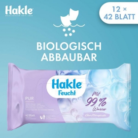 Hakle Feucht Toilettenpapier PUR 99 % Wasser 1 VE = 12 Packungen  42 Blatt