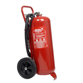 Jockel fahrbarer Pulver - Feuerlcher P50J Externa Auflade - Feuerlschwagen mit ABC - Pulver und 5 m Hochdruckschlauch