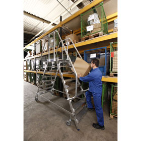 Podestleiter KRAUSE Podestleiter (Leichtmetall), beidseitig besteigbar,