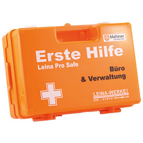 Erste Hilfe - Koffer SAN Pro Safe Büro & Verwaltung orange mit Füllung nach DIN 13157 plus branchenspezifischer Zusatzausstattung