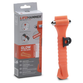 Lifehammer Rettungshammer Classic Glow in the Dark orange Nothammer für das Zertrümmern von Autoscheiben