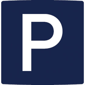 Parkplatzschild Pacific gewölbt, blau (ähnlich RAL 5005) / weiß