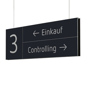MessengerX Deckenabhngung, flach -  einteiliges Textpaneel,  doppelseitig beschriftbar