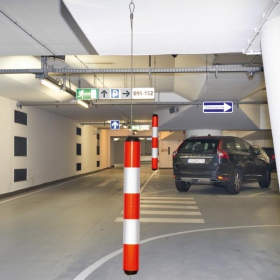 Parkhaus-Leitzylinder, Leitboje rot/weiß reflektierender Leitzylinder zum aufhängen