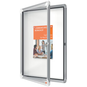 Nobo Schaukasten Premium Plus 4x DIN A4 für den Innenbereich, mit magnetischer Metalloberfläche