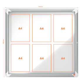 Nobo Schaukasten Premium Plus 6x DIN A4 für den Innenbereich, mit magnetischer Metalloberfläche