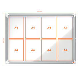 Nobo Schaukasten Premium Plus 8x DIN A4 fr den Innenbereich, mit magnetischer Metalloberflche