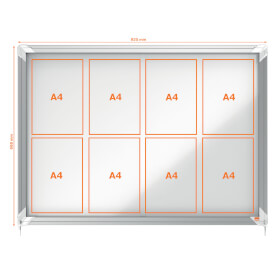 Nobo Schaukasten Premium Plus 8x DIN A4 für den Innenbereich, mit magnetischer Metalloberfläche und Alurahmen