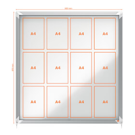 Nobo Schaukasten Premium Plus 12x DIN A4 für den Innenbereich, mit magnetischer Metalloberfläche und Alurahmen