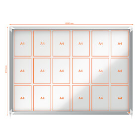 Nobo Schaukasten Premium Plus 18x DIN A4 für den Innenbereich, mit magnetischer Metalloberfläche und Alurahmen